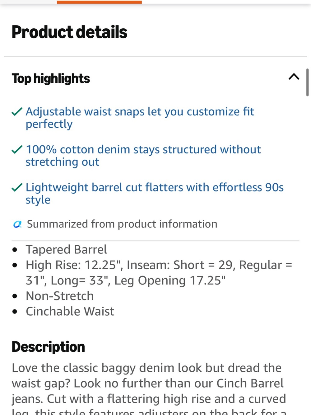 Levi's Cinch Barrel Jeans in Medium Blue Wash 27S - Picture 8 of 8